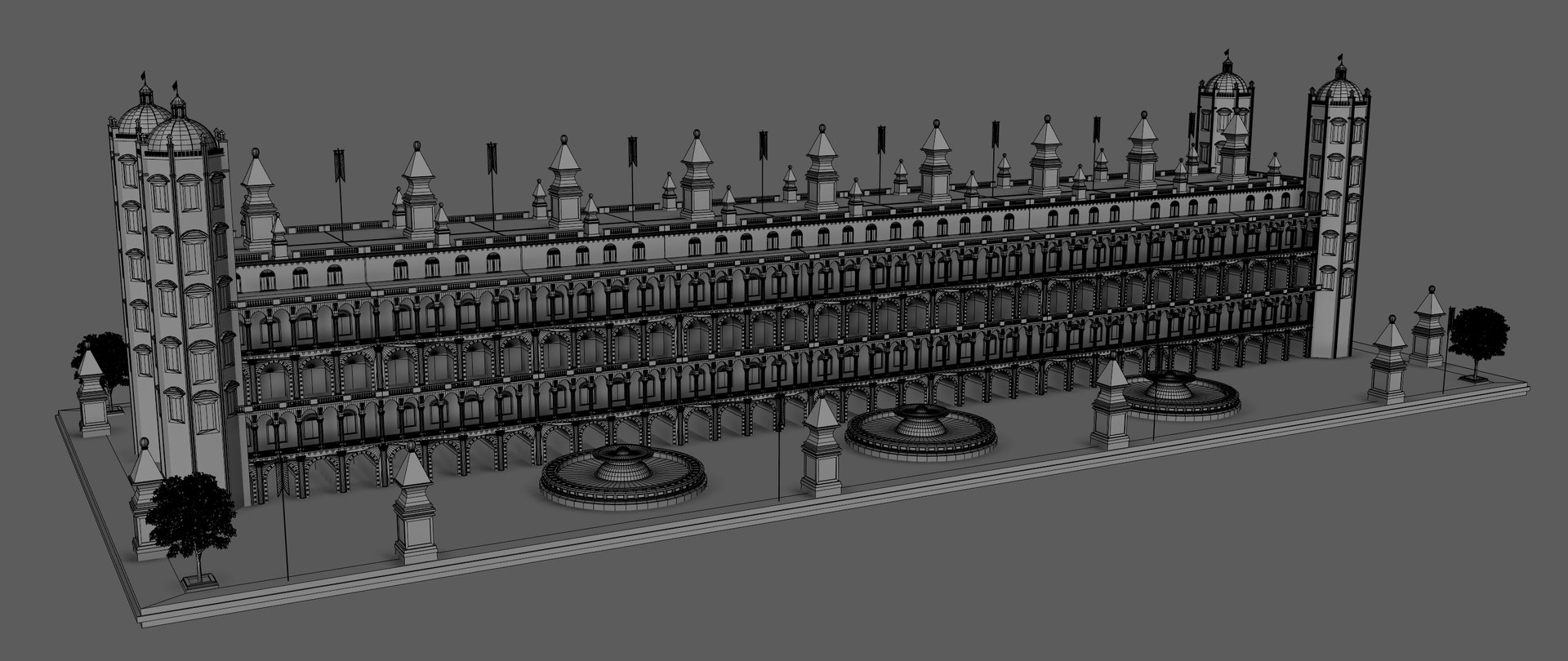 3D Fantasy Ancient Long Building Model - TurboSquid 2261209