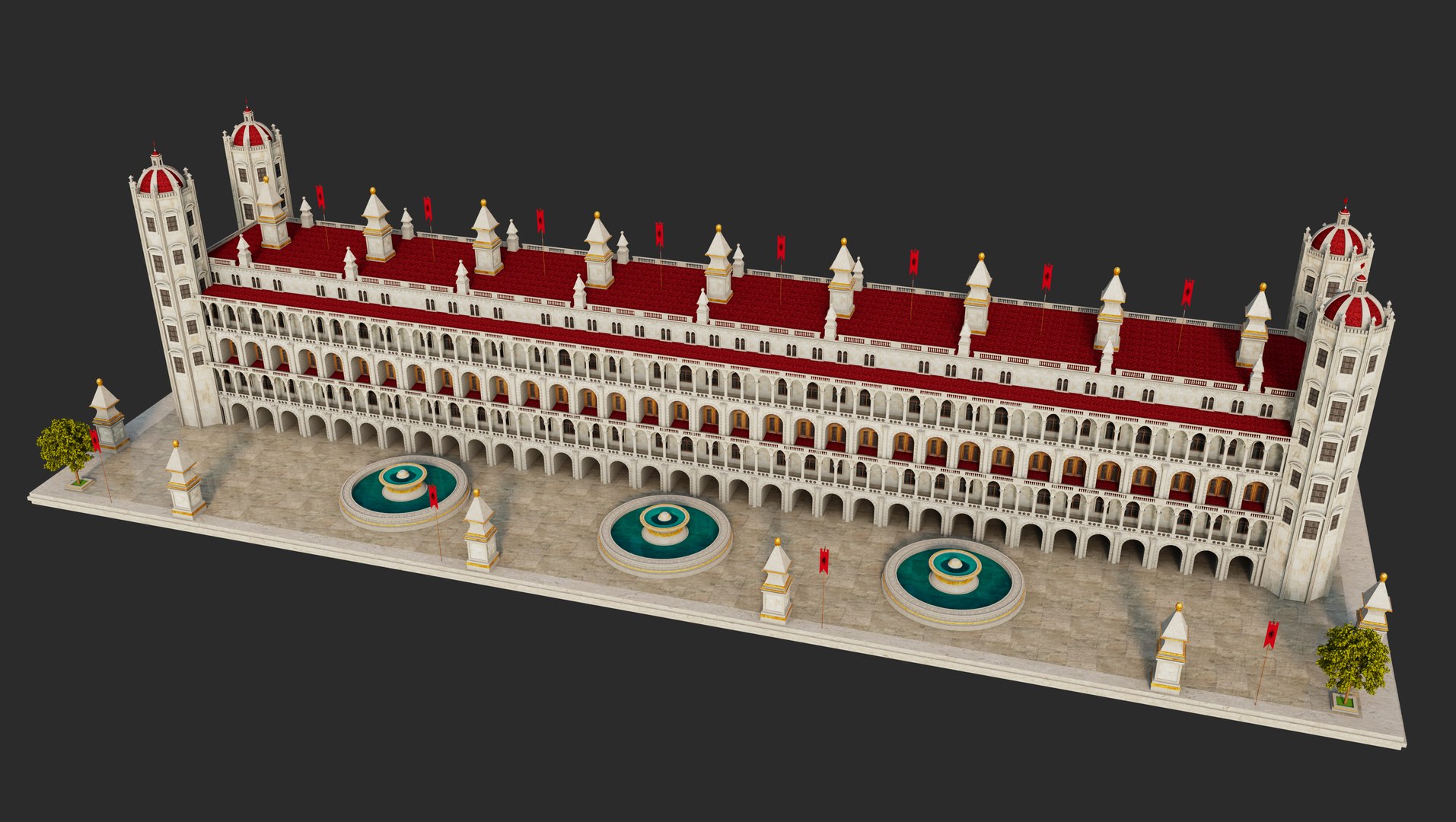 3D Fantasy Ancient Long Building Model - TurboSquid 2261209