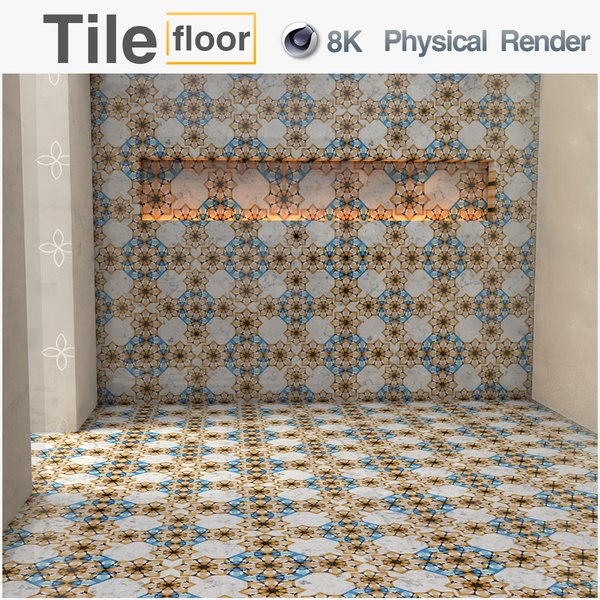 modèle 3D de Texture PBR 8K Carreaux de sol C4D Physical Render 0063 ...