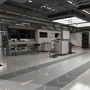 RACING TEAM PITLANE GARAGE 3D model