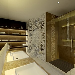 3d model scene modern bathroom