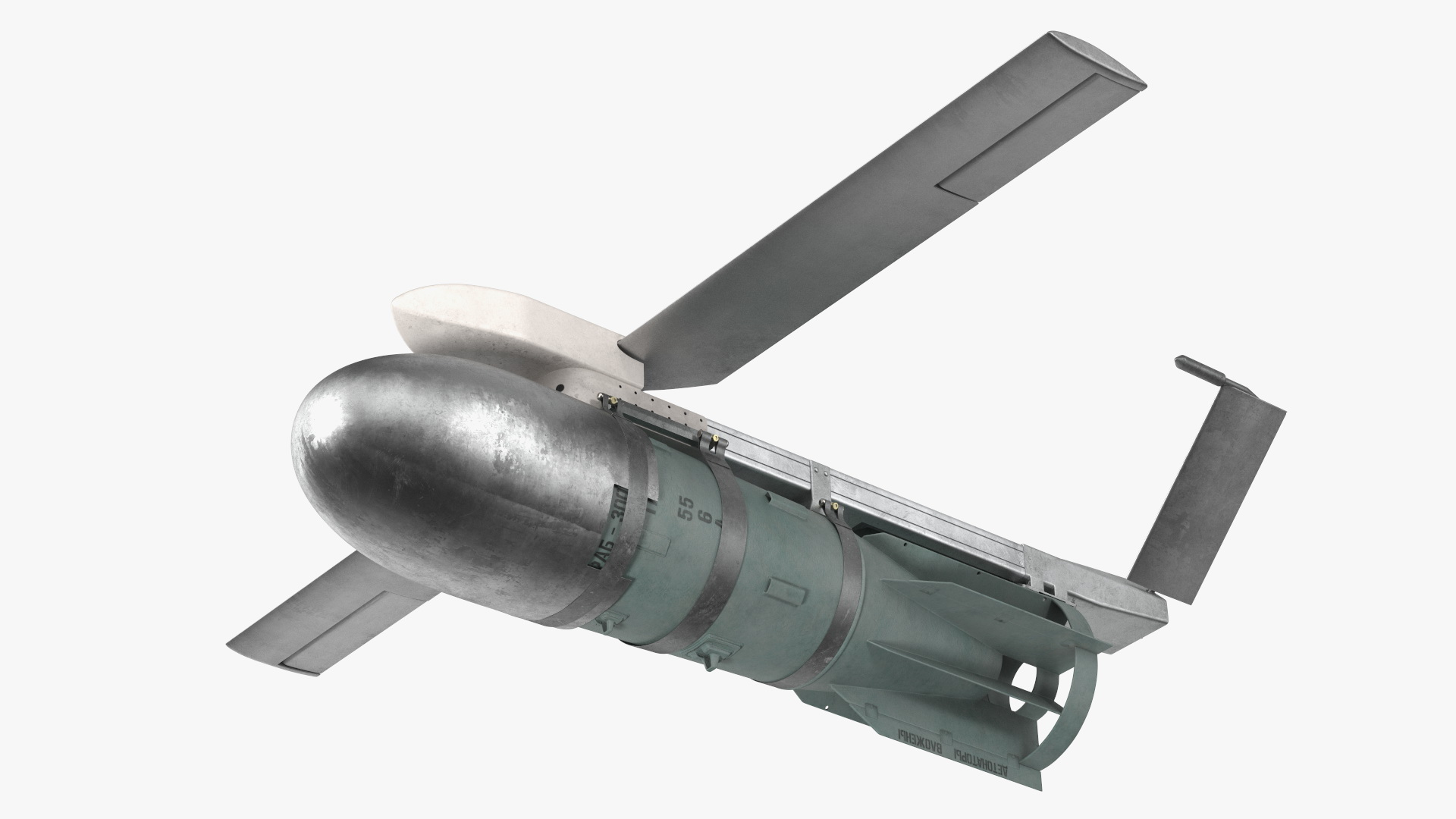 Russian FAB 3000 Air Bomb with UMPK model https://p.turbosquid.com/ts-thumb/eR/0xl35I/x5/russianfab3000airbombwithumpkvray3dmodel001/jpg/1714104543/1920x1080/fit_q87/aadeac2cf5b651e569502da9f7180300d32ef87d/russianfab3000airbombwithumpkvray3dmodel001.jpg