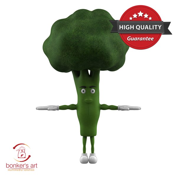 Desenhos animados personagens vegetais engraçados: brócolis