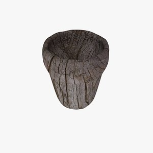 3d cup old wooden model
