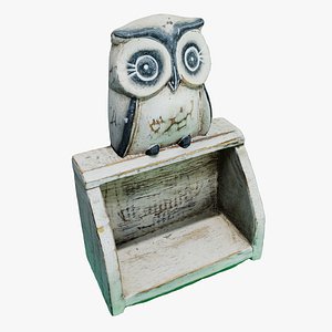 Wooden Owl Figurine 3D model
