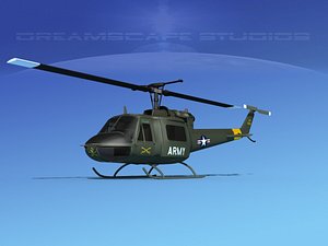 3D military bell uh-1b iroquois