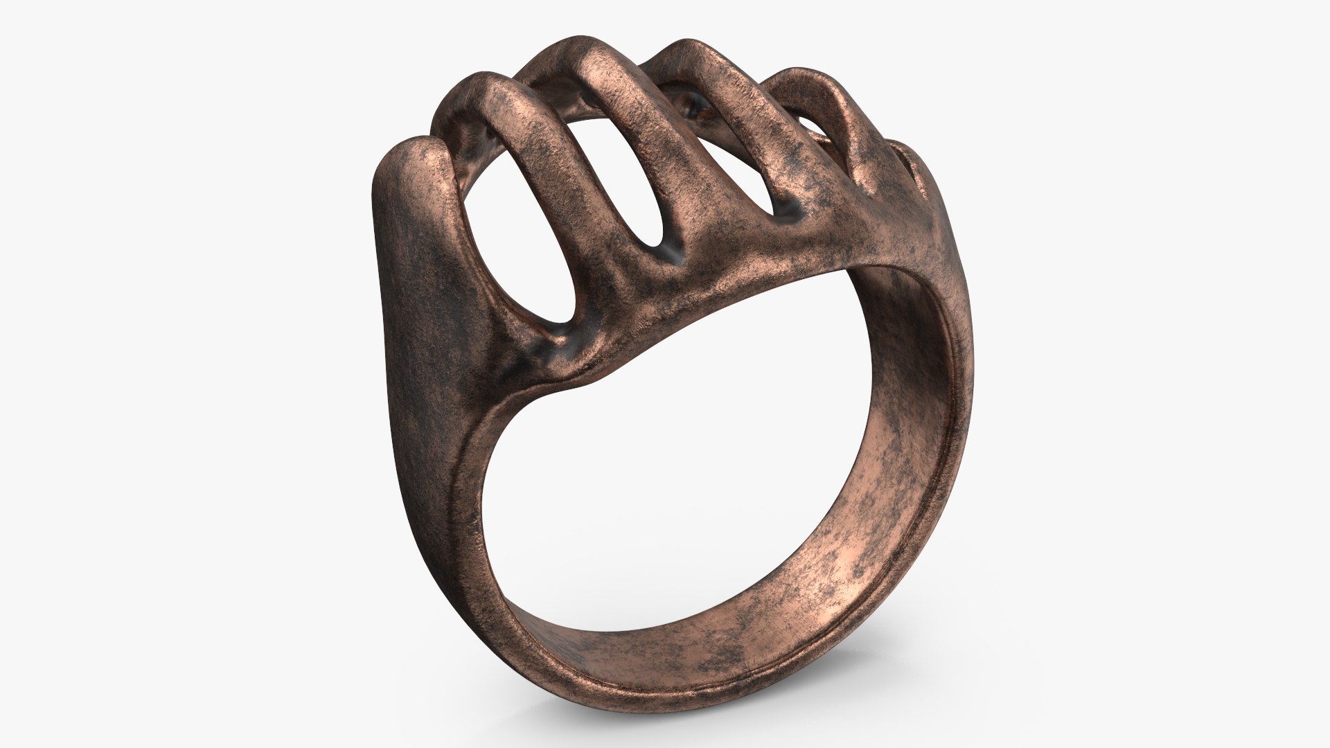 DEIMOS Jewelry Skeleton Jewelry Ring Gothic Punk Style 3D model preview