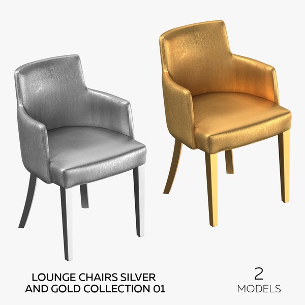 3D Lounge Chairs Silver and Gold Collection 01 - 2 models model