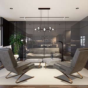 3D model Modern living - D1