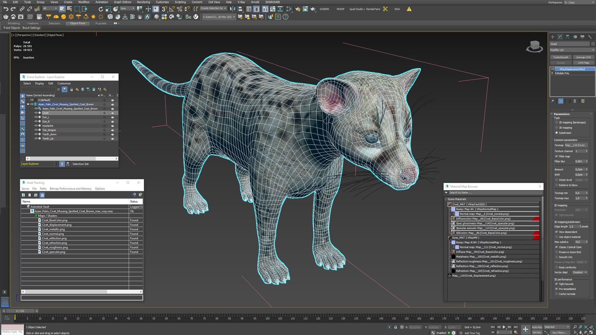 3D Asian Palm Civet Musang Spotted Coat Brown model https://p.turbosquid.com/ts-thumb/eR/Pd7450/Jf/asian_palm_civet_musang_spotted_coat_brown_014/jpg/1758860083/1920x1080/fit_q87/e970737dc52732f3a4bbd277a329299d917c56b9/asian_palm_civet_musang_spotted_coat_brown_014.jpg