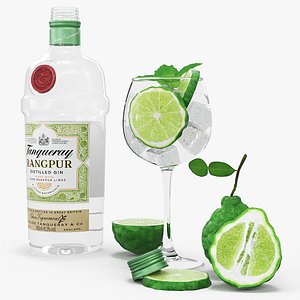 3D Tanqueray Rangpur Gin with Bergamot Cocktail Green