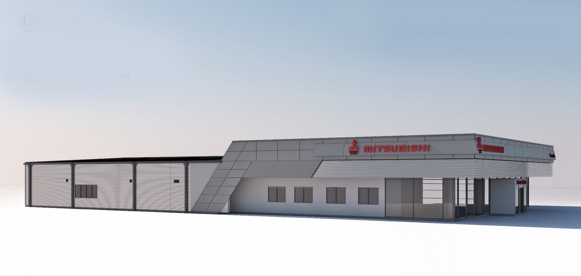 3D Mitsubishi Service Building- Without Textures - TurboSquid 2096512