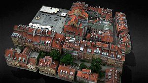 old town buildings drone air photogrammetry 3D