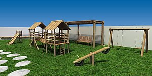3ds wooden playground