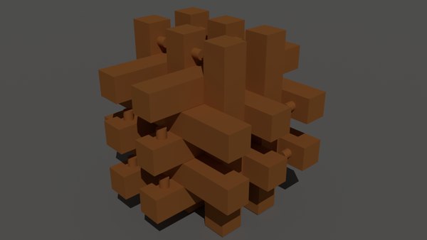3D small wooden puzzle model