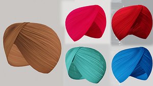 3D Realistic Punjabi Sikh Turban with 5 Different colors