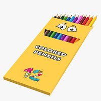Colored Pencils Box Low Poly 3D Model