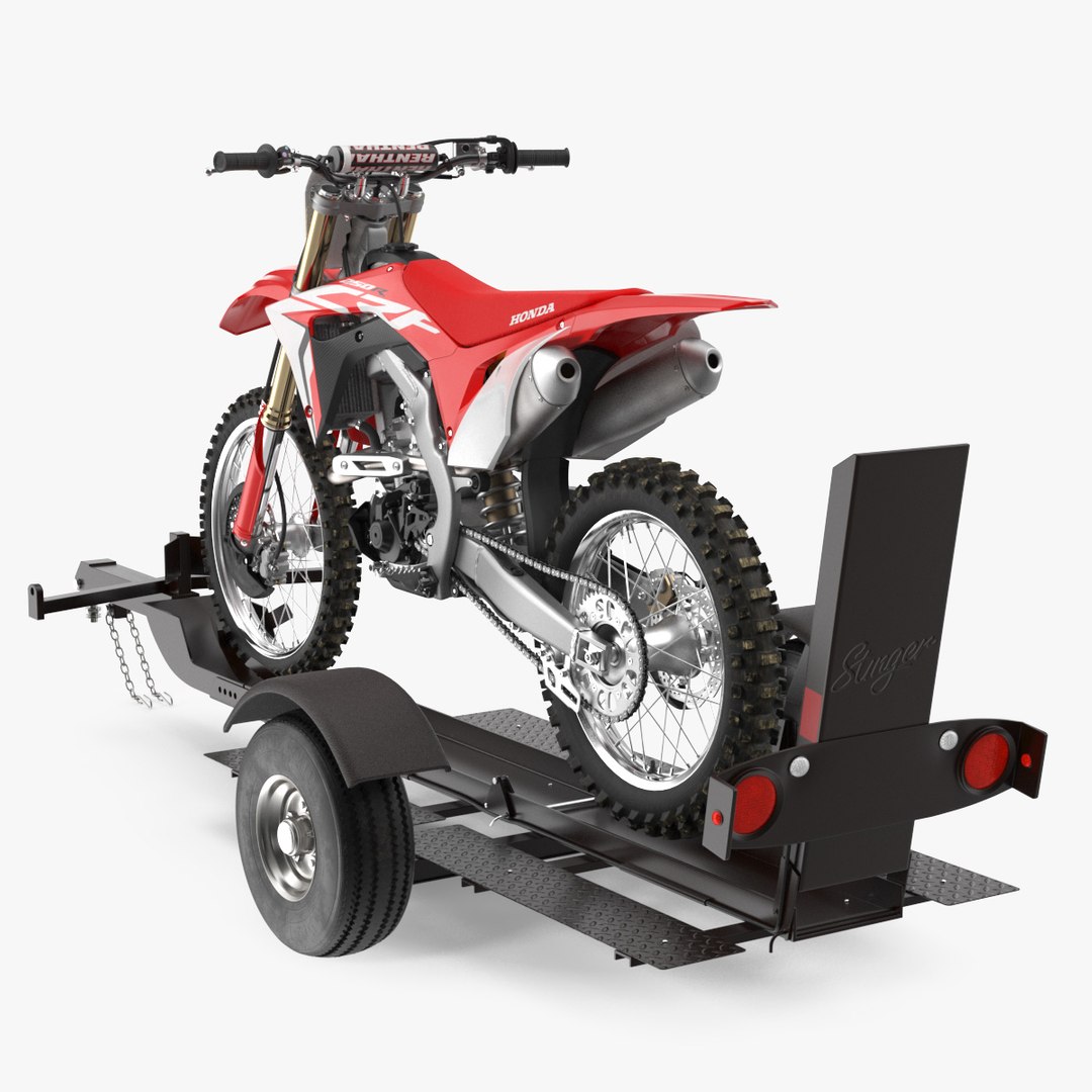 Stinger Folding Motorcycle Trailer With Honda CRF250R 3D Model