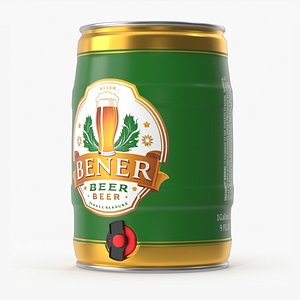 3D model Beer Keg with Tap and Label