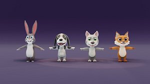 3D Animated Cartoon Animals  Pack 10 model
