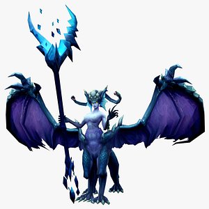 3D model Dragon Sorceress Model Fantasy Character with Wings and Staff