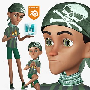 Cartoon Rigged Cute Style Little Boy-Sam Character 3D Model