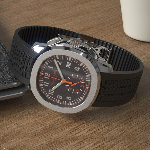 Modello 3D Elegante orologio da polso Patek Philippe Aquanaut Nero