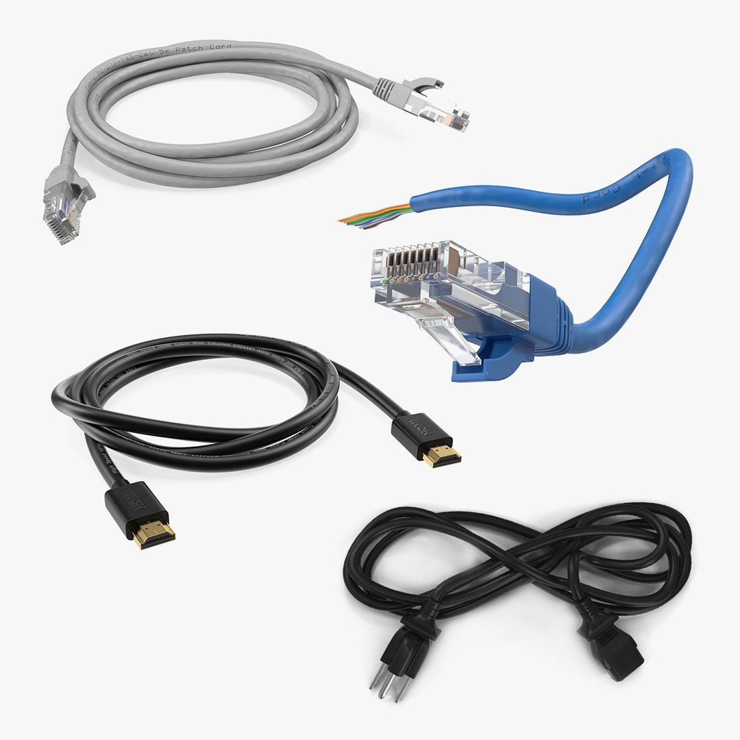 Computer Cables Collection 3 3D model preview