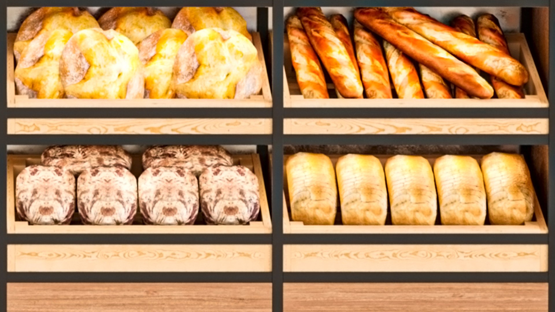 3D Showcase With Bread And Pastries Bakery Model - TurboSquid 2138865