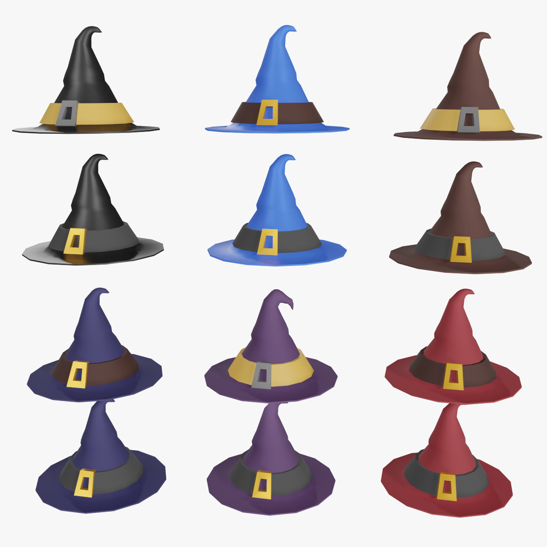 3D Wizard Hats Collection Low Poly model TurboSquid 1814673