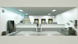 futuristic weapon storage / shooting range