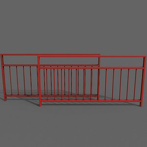 3D PBR Pedestrian Guard Rail Red V3 model