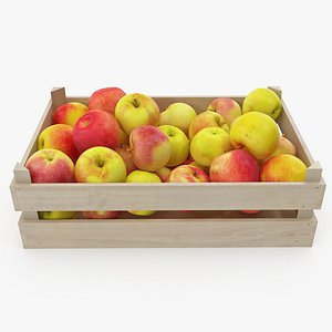 3D model apples 06-09 wooden crate