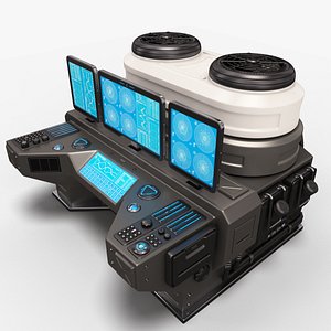 3D sci fi lab computer