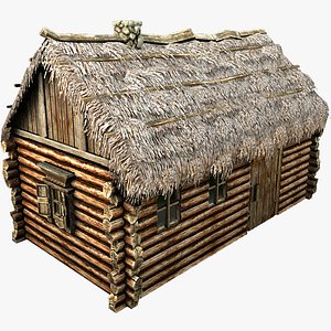3d wooden thatch house model