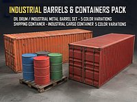 Industrial Barrels And Containers Pack 2 Game Ready PBR Low-poly 3D model