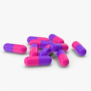3D Pink Purple Capsules model
