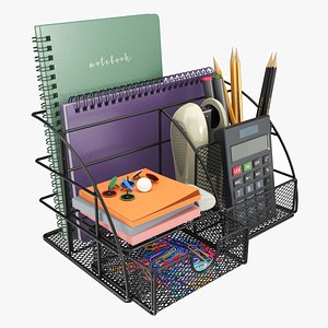 Office Wire Organizer with Supplies