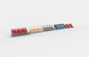 3D stadium seating tribune set 3D model