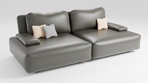 Italian designer sofa with leatherette in dark colors 3D model