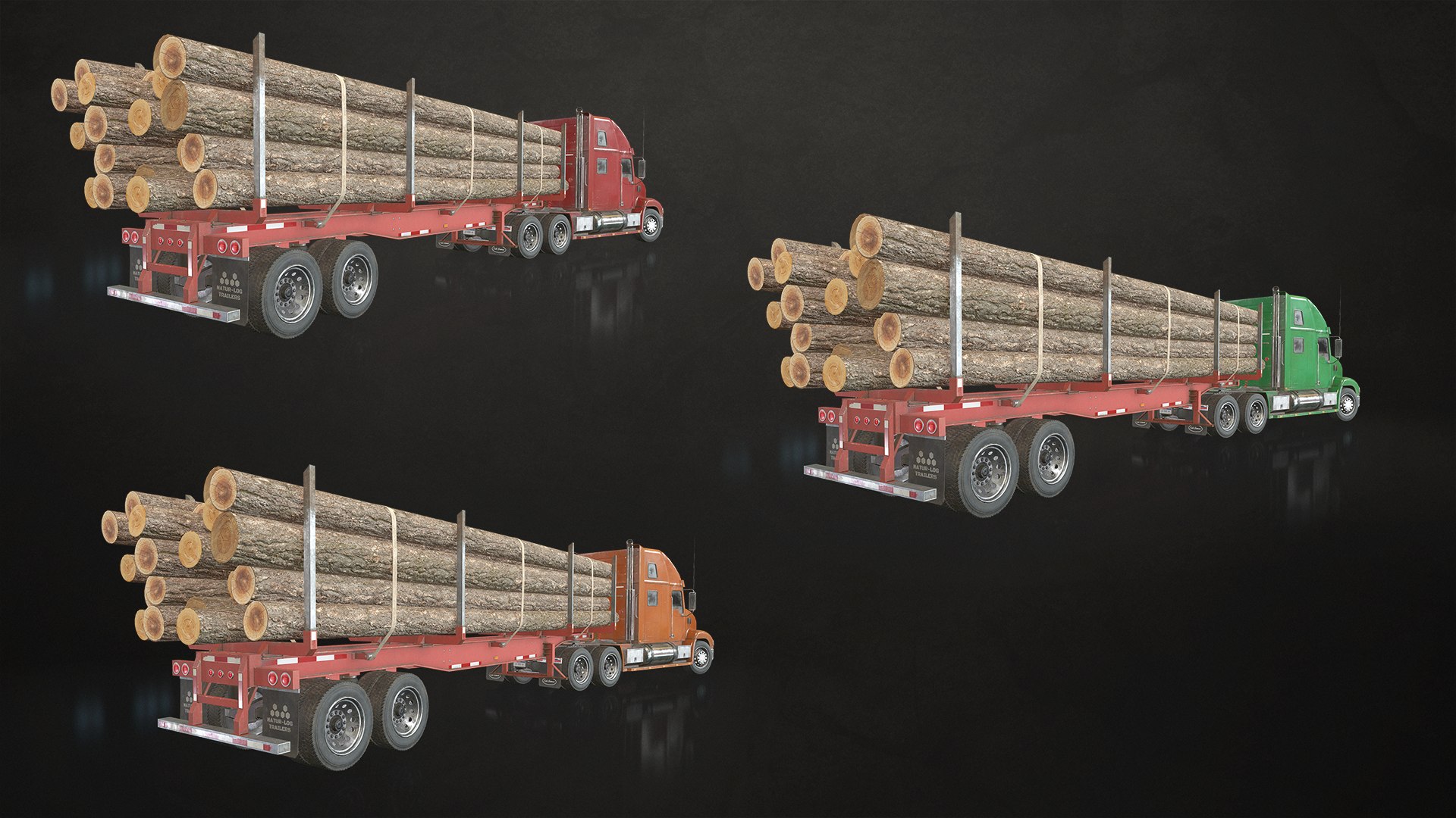 Semi Truck Log Trailer - Low Poly 3D model https://p.turbosquid.com/ts-thumb/eU/43dqIv/Dx/semitruckloggingtrailer_08/png/1627726717/1920x1080/fit_q87/04f5d8e15e5e9440842d1c2ec641e756efdcbc64/semitruckloggingtrailer_08.jpg