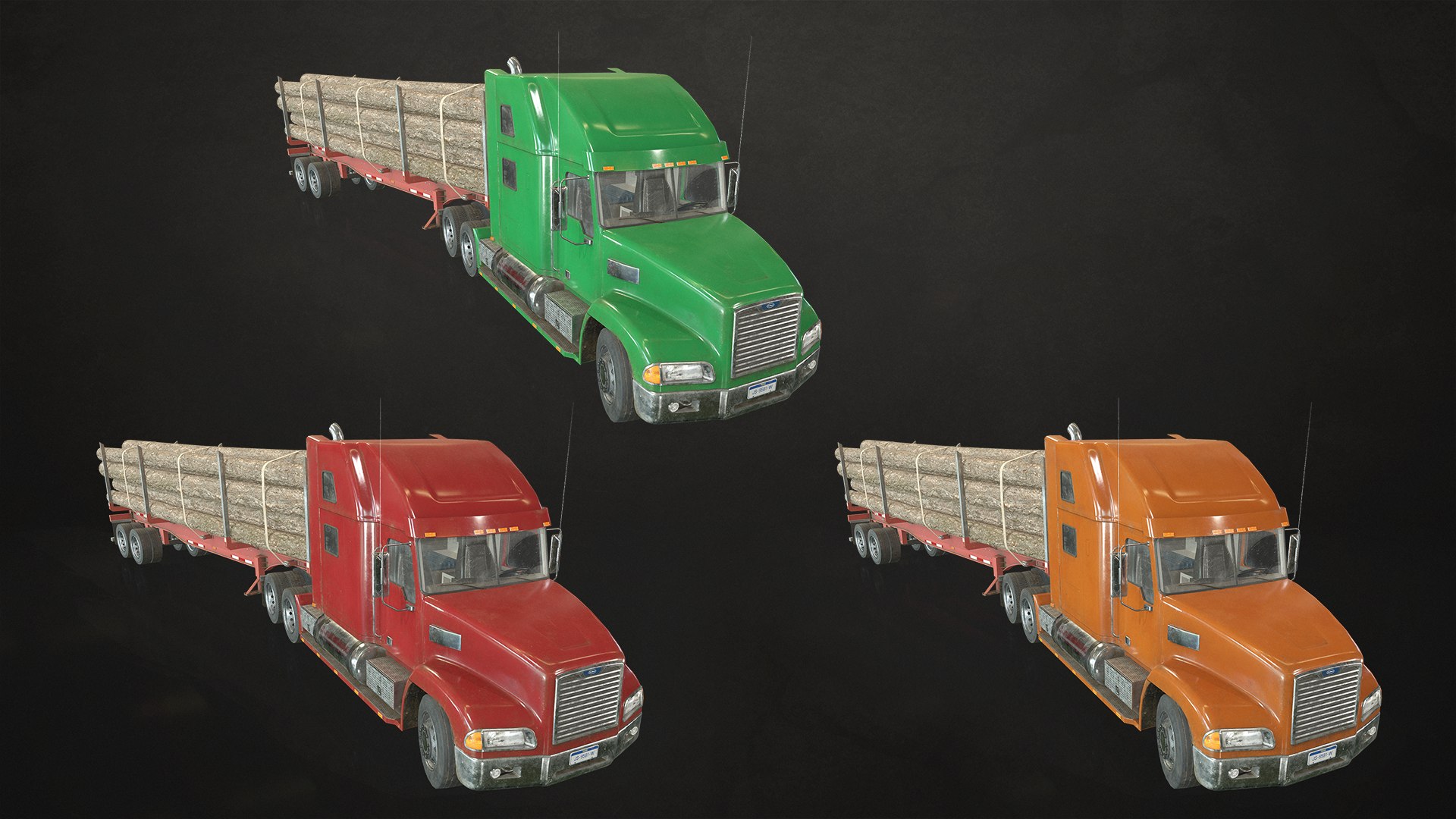 Semi Truck Log Trailer - Low Poly 3D model https://p.turbosquid.com/ts-thumb/eU/43dqIv/G9/semitruckloggingtrailer_02/png/1627726715/1920x1080/fit_q87/bdb81f0fc7178eb9383dfbc44f4c948e3a47912f/semitruckloggingtrailer_02.jpg