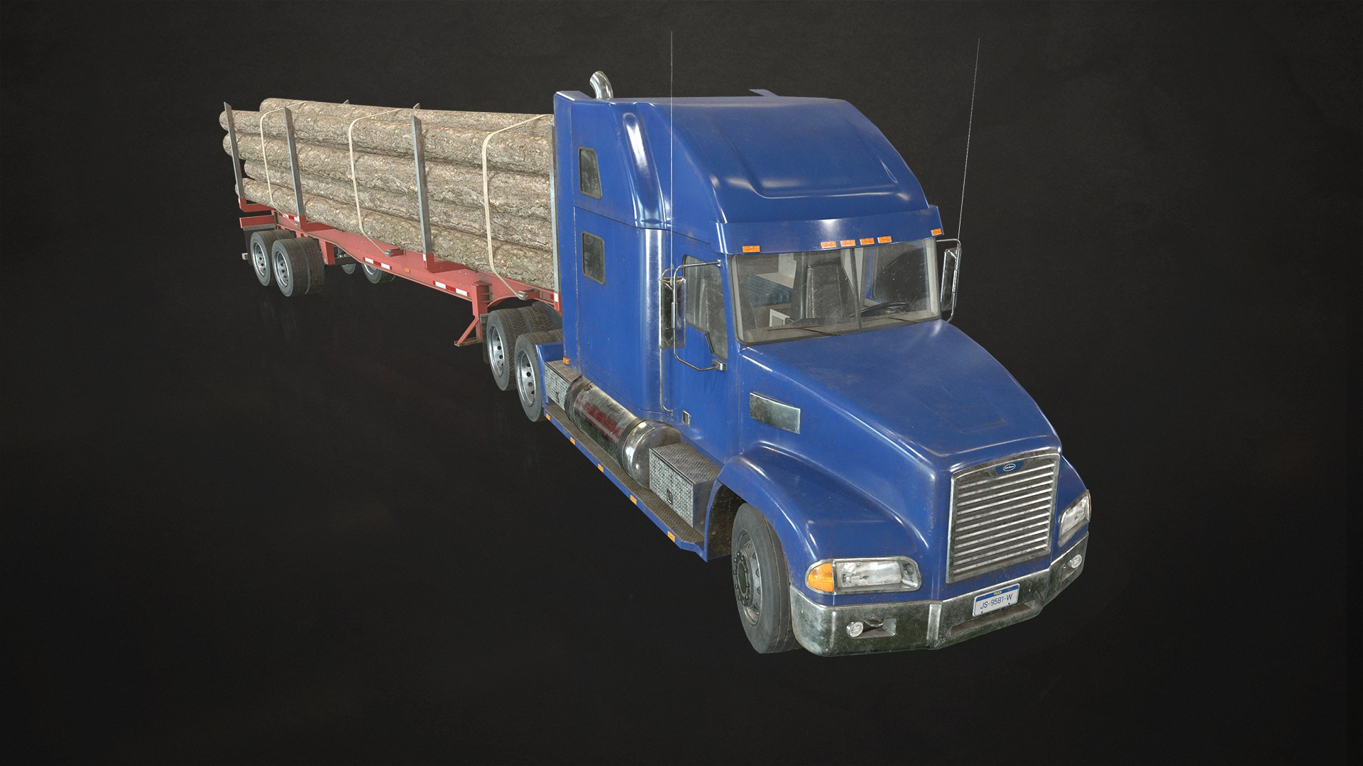 Semi Truck Log Trailer - Low Poly 3D model https://p.turbosquid.com/ts-thumb/eU/43dqIv/Ic/semitruckloggingtrailer_01/png/1627726714/1920x1080/fit_q87/8452c82cc4973873699d0f9e8a6fc2efdce4a7ce/semitruckloggingtrailer_01.jpg