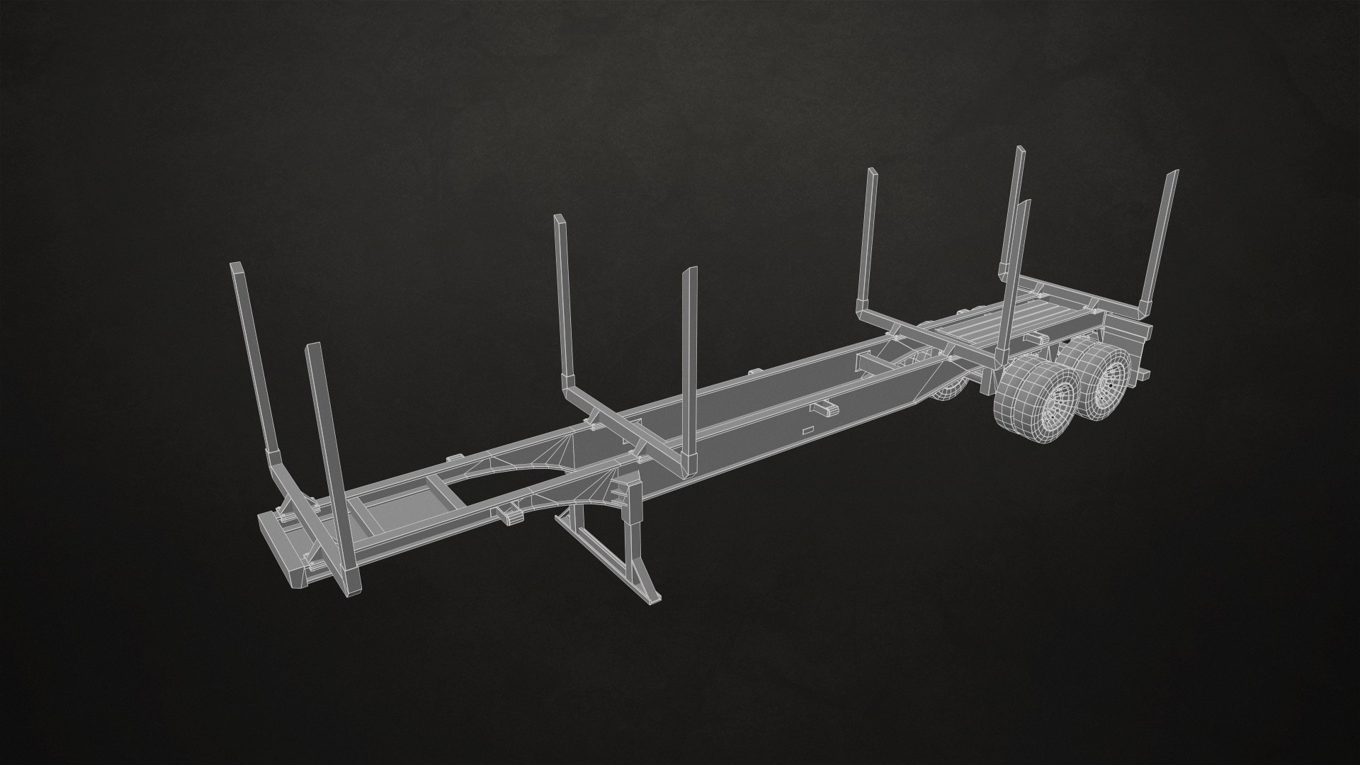 Semi Truck Log Trailer - Low Poly 3D model https://p.turbosquid.com/ts-thumb/eU/43dqIv/dK/loggingtrailer_wireframe2/png/1627726831/1920x1080/fit_q87/b9aa726deede7438bdb2ca2000e0842ff6d3bc39/loggingtrailer_wireframe2.jpg