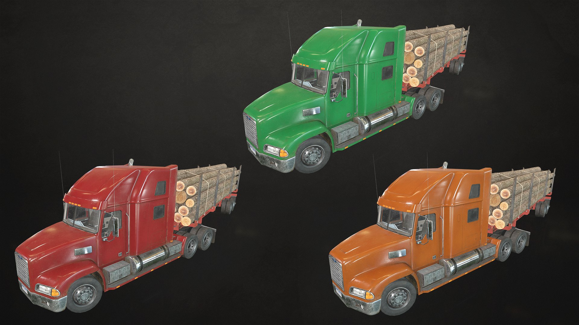Semi Truck Log Trailer - Low Poly 3D model https://p.turbosquid.com/ts-thumb/eU/43dqIv/g2/semitruckloggingtrailer_04/png/1627726716/1920x1080/fit_q87/490c480695db5b15fa13c52b9adce044fbe6a088/semitruckloggingtrailer_04.jpg