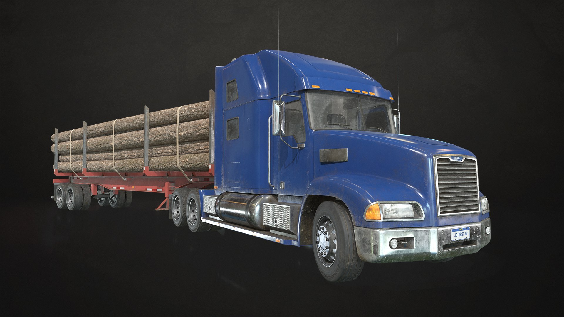 Semi Truck Log Trailer - Low Poly 3D model https://p.turbosquid.com/ts-thumb/eU/43dqIv/wQ/semitruckloggingtrailer_05/png/1627726714/1920x1080/fit_q87/2b5887807e981b733955d61269736d1156b768f9/semitruckloggingtrailer_05.jpg
