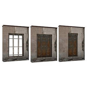 3D 3 Models Industrial Metal Windows 01