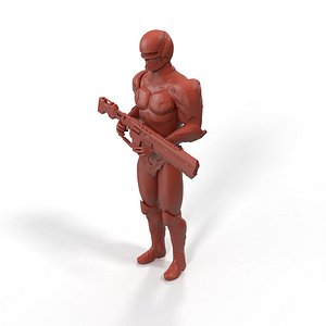 Sci Fi Soldier with Assault Rifle for 3D Print 3D model