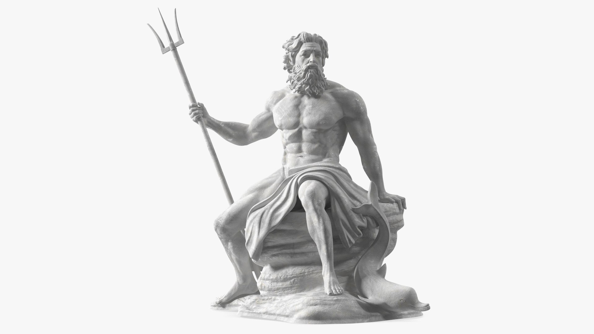 Antique Poseidon Marble Statue for 3D Print 3D model preview