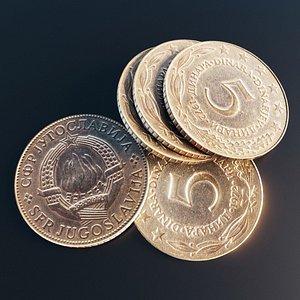 3D Dinara coin from Yugoslavia